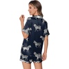 image:imageEkouaer Womens Silk Satin Pajamas Set Animals Print Pjs Button Down Short Sleeve Lounge Set 2 Piece SleepwearNavy Blue Zebra
