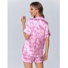 image:imageEkouaer Womens Silk Satin Pajamas Set Animals Print Pjs Button Down Short Sleeve Lounge Set 2 Piece SleepwearPink Bowknot
