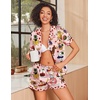 image:imageEkouaer Womens Silk Satin Pajamas Set Animals Print Pjs Button Down Short Sleeve Lounge Set 2 Piece SleepwearPink Puppy