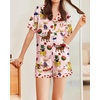 image:imageEkouaer Womens Silk Satin Pajamas Set Animals Print Pjs Button Down Short Sleeve Lounge Set 2 Piece SleepwearPink Puppy