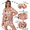 image:imageEkouaer Womens Silk Satin Pajamas Set Animals Print Pjs Button Down Short Sleeve Lounge Set 2 Piece SleepwearPink Puppy