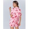image:imageEkouaer Womens Silk Satin Pajamas Set Animals Print Pjs Button Down Short Sleeve Lounge Set 2 Piece SleepwearRed Bowknot