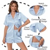 image:imageEkouaer Womens Silk Satin Pajamas Set Animals Print Pjs Button Down Short Sleeve Lounge Set 2 Piece SleepwearStriped Blue