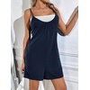 image:imageEkouaer Womens Summer Casual Sleeveless Romper Adjustable Spaghetti Strap Shorts Jumpsuits with Pockets 2025 ClothesNavy Blue