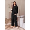 image:imageEkouaer Womens Tracksuits 2 Piece Long Sleeve Outfits Micro Fleece Sweatsuit Sets Wide Leg SweatpantsBlack