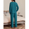 image:imageEkouaer Womens Tracksuits 2 Piece Long Sleeve Outfits Micro Fleece Sweatsuit Sets Wide Leg SweatpantsBlue Green