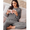 image:imageEkouaer Womens Tracksuits 2 Piece Long Sleeve Outfits Micro Fleece Sweatsuit Sets Wide Leg SweatpantsDark Grey