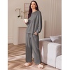 image:imageEkouaer Womens Tracksuits 2 Piece Long Sleeve Outfits Micro Fleece Sweatsuit Sets Wide Leg SweatpantsDark Grey