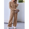 image:imageEkouaer Womens Tracksuits 2 Piece Long Sleeve Outfits Micro Fleece Sweatsuit Sets Wide Leg SweatpantsKhaki