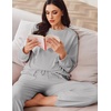 image:imageEkouaer Womens Tracksuits 2 Piece Long Sleeve Outfits Micro Fleece Sweatsuit Sets Wide Leg SweatpantsLight Grey