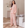 image:imageEkouaer Womens Tracksuits 2 Piece Long Sleeve Outfits Micro Fleece Sweatsuit Sets Wide Leg SweatpantsLight Pink