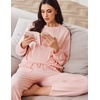 image:imageEkouaer Womens Tracksuits 2 Piece Long Sleeve Outfits Micro Fleece Sweatsuit Sets Wide Leg SweatpantsLight Pink