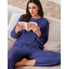 image:imageEkouaer Womens Tracksuits 2 Piece Long Sleeve Outfits Micro Fleece Sweatsuit Sets Wide Leg SweatpantsNavy Blue