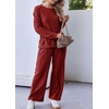 image:imageEkouaer Womens Tracksuits 2 Piece Long Sleeve Outfits Micro Fleece Sweatsuit Sets Wide Leg SweatpantsWine Red
