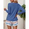 image:imageEkouaer Womens Waffle Knit Pajama Sets Long Sleeve Top and Shorts Matching Lounge Set Loungewear Sweatsuit with PocketsBlue Tiedye