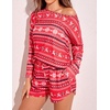 image:imageEkouaer Womens Waffle Knit Pajama Sets Long Sleeve Top and Shorts Matching Lounge Set Loungewear Sweatsuit with PocketsBred Christmas Pattern