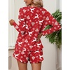 image:imageEkouaer Womens Waffle Knit Pajama Sets Long Sleeve Top and Shorts Matching Lounge Set Loungewear Sweatsuit with PocketsChristmas Reindeer