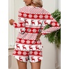image:imageEkouaer Womens Waffle Knit Pajama Sets Long Sleeve Top and Shorts Matching Lounge Set Loungewear Sweatsuit with PocketsChristmasdeer