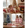 image:imageEkouaer Womens Waffle Knit Pajama Sets Long Sleeve Top and Shorts Matching Lounge Set Loungewear Sweatsuit with PocketsChristmasdeer