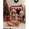 image:imageEkouaer Womens Waffle Knit Pajama Sets Long Sleeve Top and Shorts Matching Lounge Set Loungewear Sweatsuit with PocketsChristmasdeer