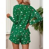 image:imageEkouaer Womens Waffle Knit Pajama Sets Long Sleeve Top and Shorts Matching Lounge Set Loungewear Sweatsuit with PocketsGreen Christmas Pattern