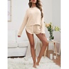 image:imageEkouaer Womens Waffle Knit Pajama Sets Long Sleeve Top and Shorts Matching Lounge Set Loungewear Sweatsuit with PocketsNude