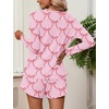 image:imageEkouaer Womens Waffle Knit Pajama Sets Long Sleeve Top and Shorts Matching Lounge Set Loungewear Sweatsuit with PocketsPink Bow