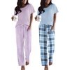 Purple Flower/Light Blue Plaid