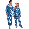 image:imageEkouaer Christmas Family Matching Pajamas Long Sleeve Button Down Pj Set Festival Party SleepwearBlue Bear