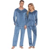 image:imageEkouaer Couples Matching Pajamas Sets Velvet PJs Set for Men and Women Velour Long Sleeve Sleepwear SXXLBlue