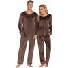 image:imageEkouaer Couples Matching Pajamas Sets Velvet PJs Set for Men and Women Velour Long Sleeve Sleepwear SXXLBrown