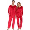 image:imageEkouaer Couples Matching Pajamas Sets Velvet PJs Set for Men and Women Velour Long Sleeve Sleepwear SXXLRed