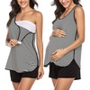 image:imageEkouaer Maternity Nursing Pajamas Sleepwear Set Shorts Striped for Hospital HomeBlackstriped