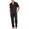 image:imageEkouaer Men Satin Silk Pajamas Set 2 Piece Button Down Sleepwear Long Pants Loungewear with PocketsBlack