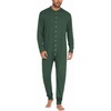 image:imageEkouaer Mens One Piece Pajama Thermal Full Button Union Suit Long Sleeve Onesie with Button Flap SXXLArmy Green