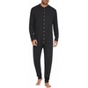 image:imageEkouaer Mens One Piece Pajama Thermal Full Button Union Suit Long Sleeve Onesie with Button Flap SXXLBlack