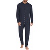 image:imageEkouaer Mens One Piece Pajama Thermal Full Button Union Suit Long Sleeve Onesie with Button Flap SXXLNavy Blue