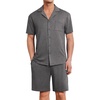 image:imageEkouaer Mens Pajamas Set Short Sleeve Sleepwear Button Down Soft Loungewear 2 Piece Pj Shorts Sets with PocketsDark Grey