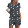 image:imageEkouaer Pajama Set for Women Short Sleeve Tops and Shorts Set 2 Piece Pjs Classic Loungewear with PocketsGrey Stars