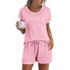 image:imageEkouaer Pajama Set for Women Short Sleeve Tops and Shorts Set 2 Piece Pjs Classic Loungewear with PocketsPink Dot