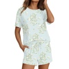image:imageEkouaer Pajama Set for Women Viscose from Bamboo Short Sleeve Tops and Shorts Set 2 Piece Lounge SetDaisy Green