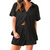image:imageEkouaer Pajama for Women Set Short Sleeve Button Down Pajamas Sets Soft Lounge Sets for Women Sleepwear PJSBlack