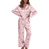 image:imageEkouaer Pajamas For Women Set Silk Pjs 2 Piece Satin Sleepwear Long Sleeve Button Down Lounge Sets With Pant2pink Heart