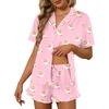 image:imageEkouaer Pajamas Set for Women Short Sleeve Sleepwear Button Down Pjs Lounge Sets Soft NightwearTeddy Bearpink