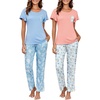 Light Blue Floral+pink Fruit