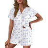image:imageEkouaer Pajamas for Women Set Button Up Pjs Short Sleeve Ruffle Sleepwear Notch Collar Bride Soft Pj Lounge Sets SXXLWedding Hydrangeas