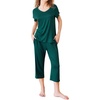 image:imageEkouaer Pajamas for Women Set Short Sleeve Pj Sets Pullover Tops amp Capri Pants 2 Piece Sleepwear Loungewear SXXLLake Green