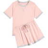 image:imageEkouaer Pajamas for Women Short Sleeve Pjs Sets Crewneck Striped Tops and Shorts 2 Piece Lounge Sets with Pockets SXXLSolidpink