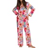 image:imageEkouaer Satin Pajama Set for Women Silky Sleepwear Long Sleeve Top and Pants Button Down Pjs Lounge SetRose Red Books