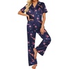 image:imageEkouaer Silk Pajamas for Womens Set 2 Piece Satin Pjs Soft Button Down Sleepwear Wide Leg Long Pants with PocketsNavypink Wine Glass